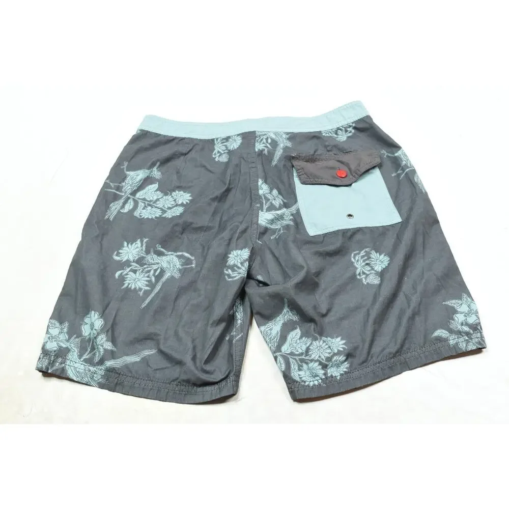 KATIN Board Shorts Mens 30 Gray Blue Floral Drawstring 8